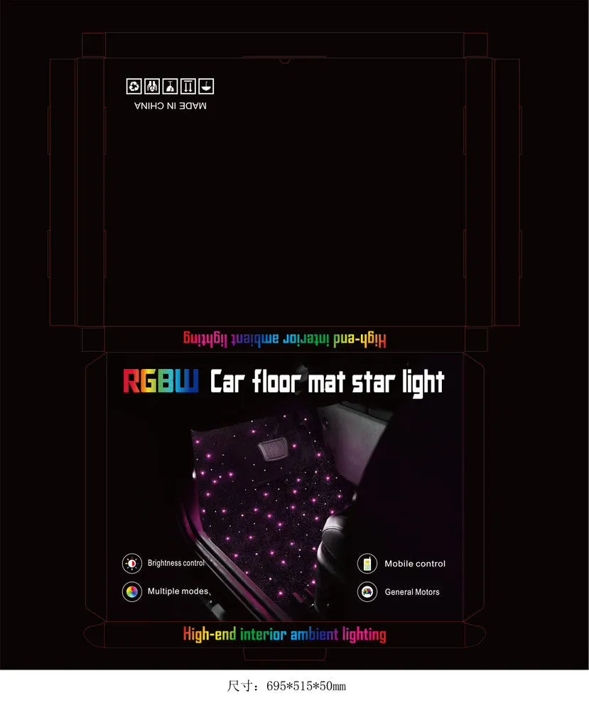 Car luminous foot mat set with polyester LED, USB power and front or rear 2-4 piece options