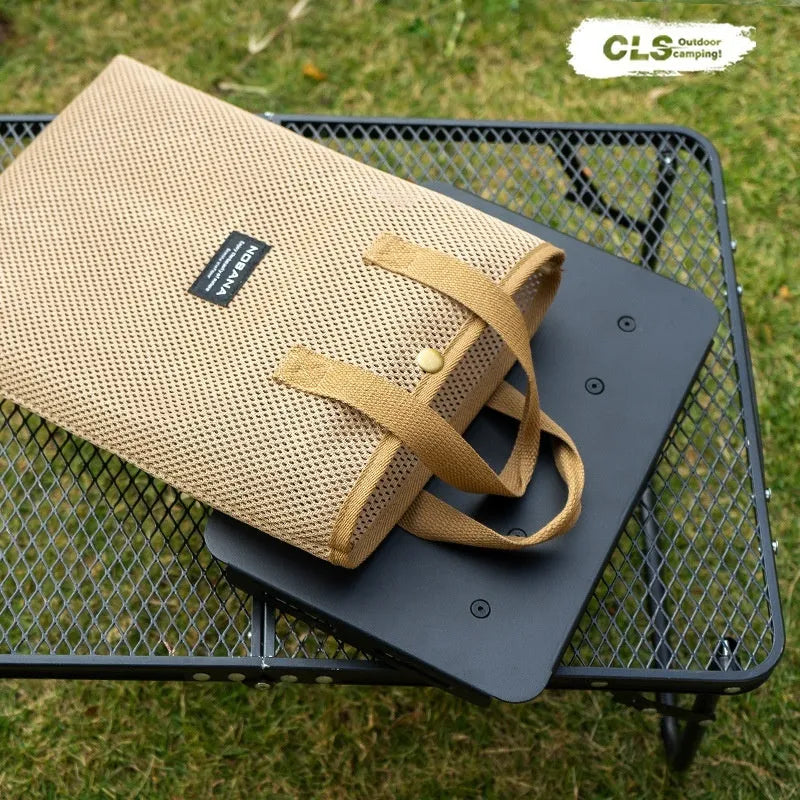 CLS aluminium dual-use folding camping stool and mini table in army green with storage bag