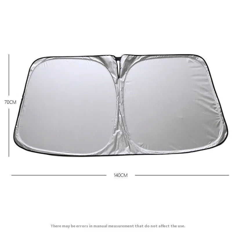 Titanium silver aluminium foil car sunshade shown unfolded.