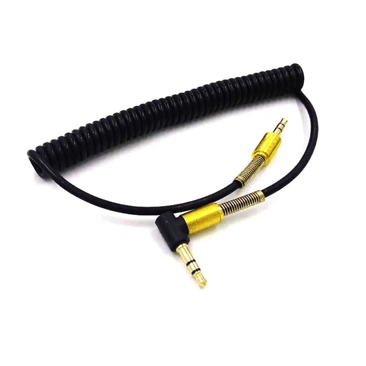 35mm gold-plated male-to-male retractable spring elbow audio cable for car stereo