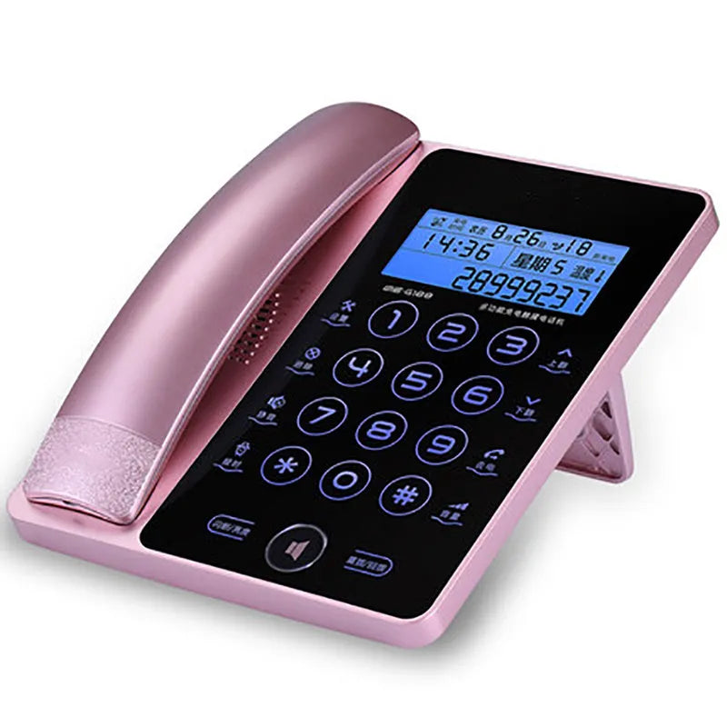 Creative Fashion G188 gold touch screen landline telephone on a desk