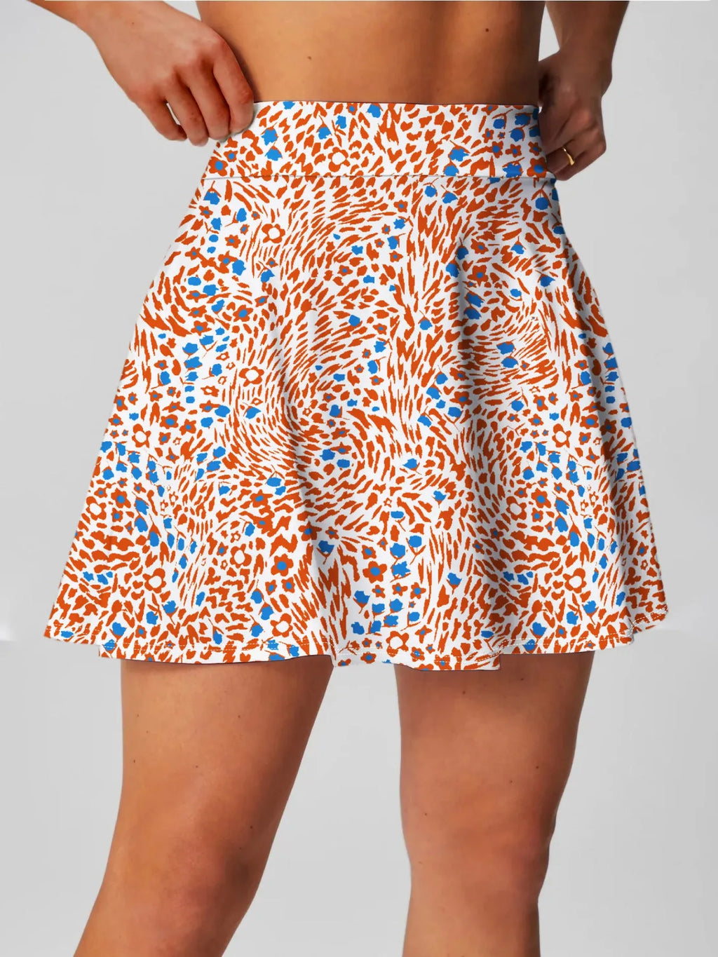 Women's high waist half-length sports skirt in blue, orange red or emerald green for golf tennis badminton
