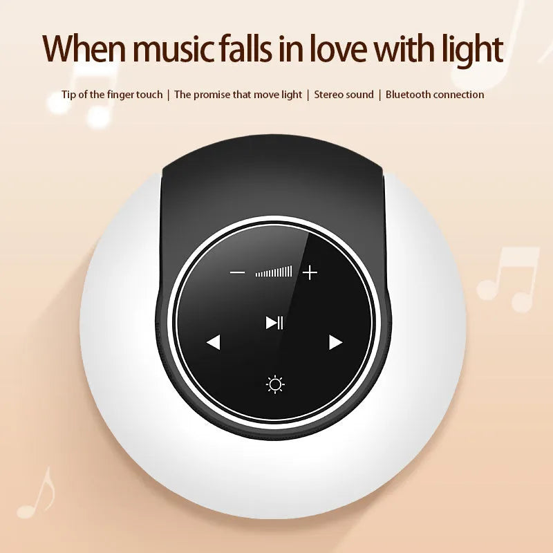 Bluetooth speaker desk lamp with subwoofer, touch dimming, white yellow blue light, 148mm folding design