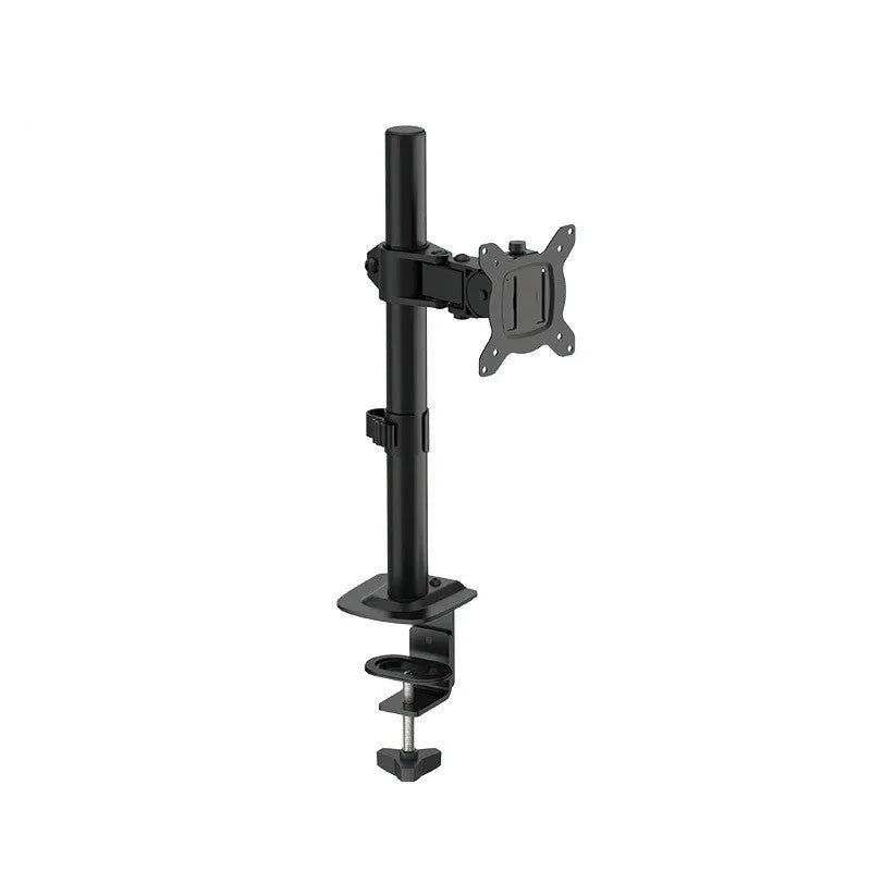 Steel computer monitor lifting bracket with rotating arm on a desk