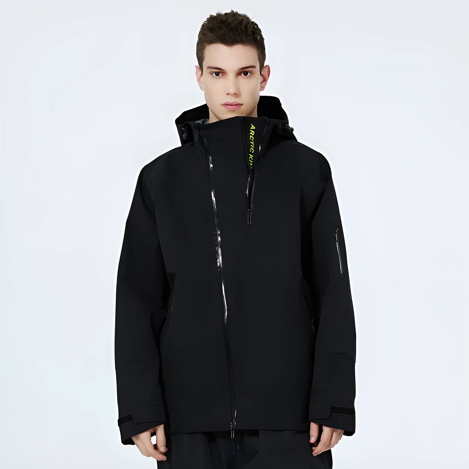 Unisex thin double plate ski suit in yellow, black, grey or liner colour for winter sports.