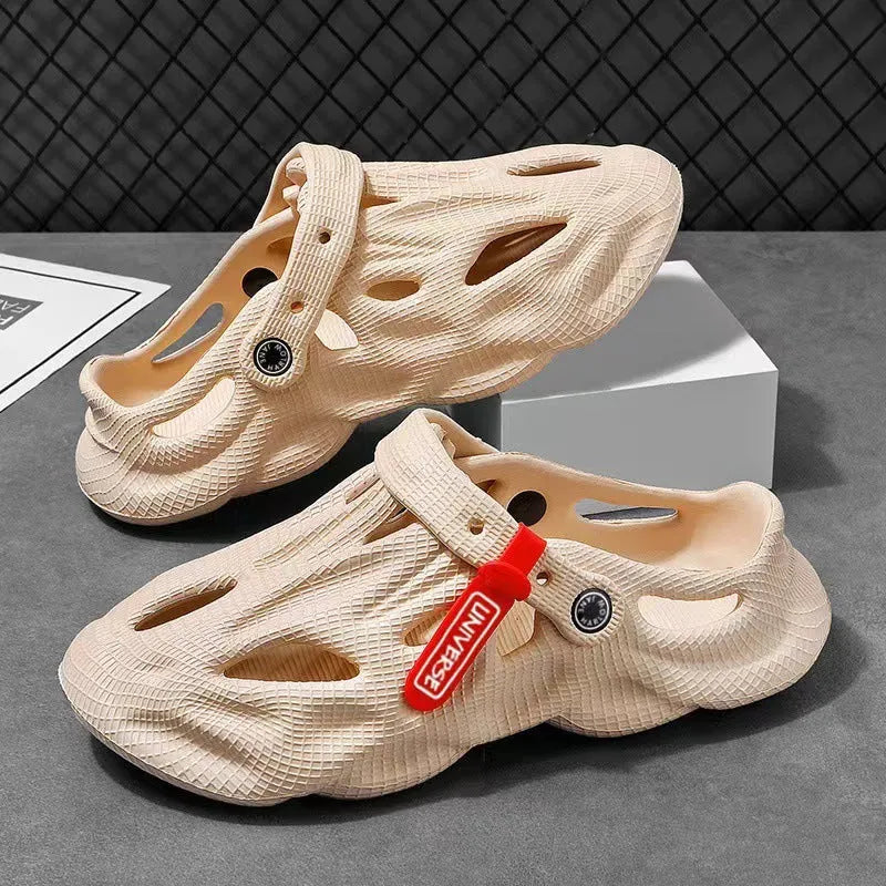 EVA coconut slippers with closed toe design in grey colour showing frosted processing texture