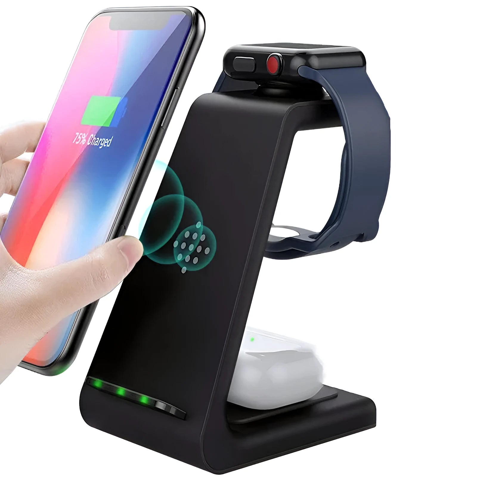T3 wireless charging pad in black, white, or grey for iPhone 12