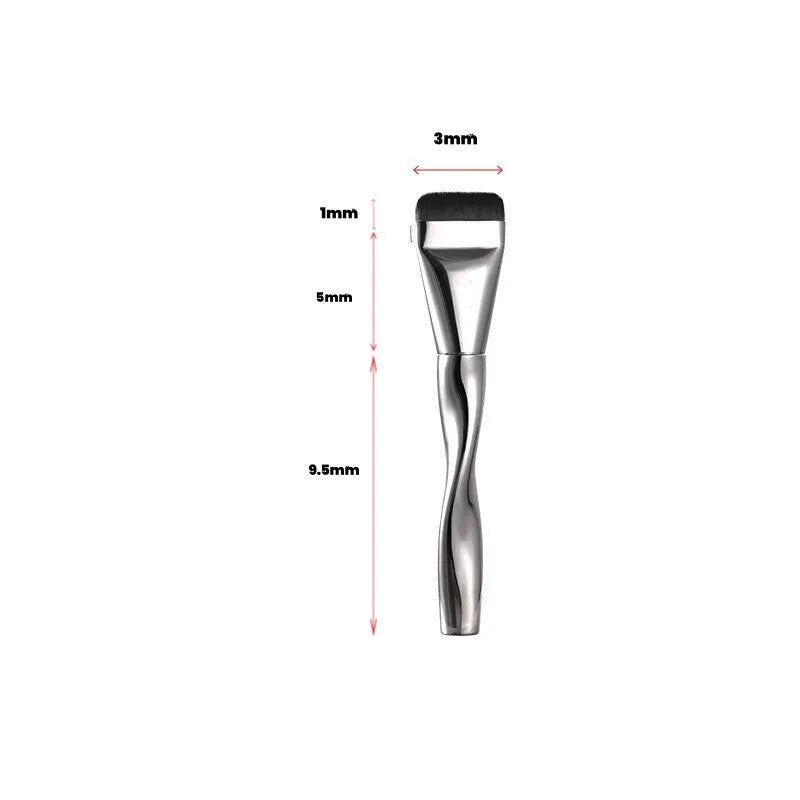Spiral powder foundation brush with black handle and spiral-shaped bristles for makeup application