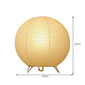 White handcrafted rice paper table lamp with plug, shown in circular and rectangle shape options.