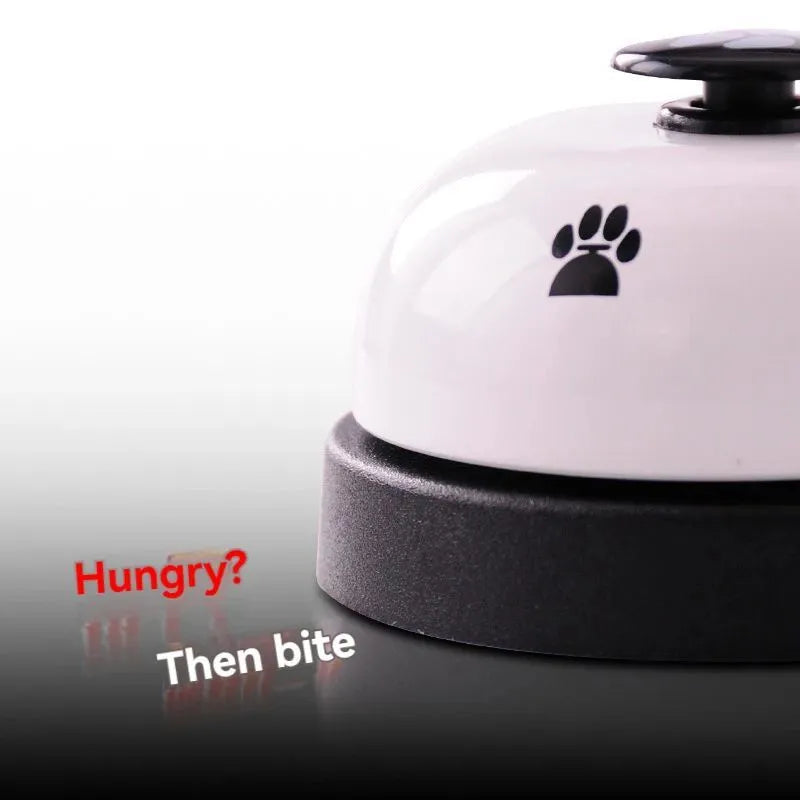 Pet bell cat dog trainer in red with footprint design attached to a collar