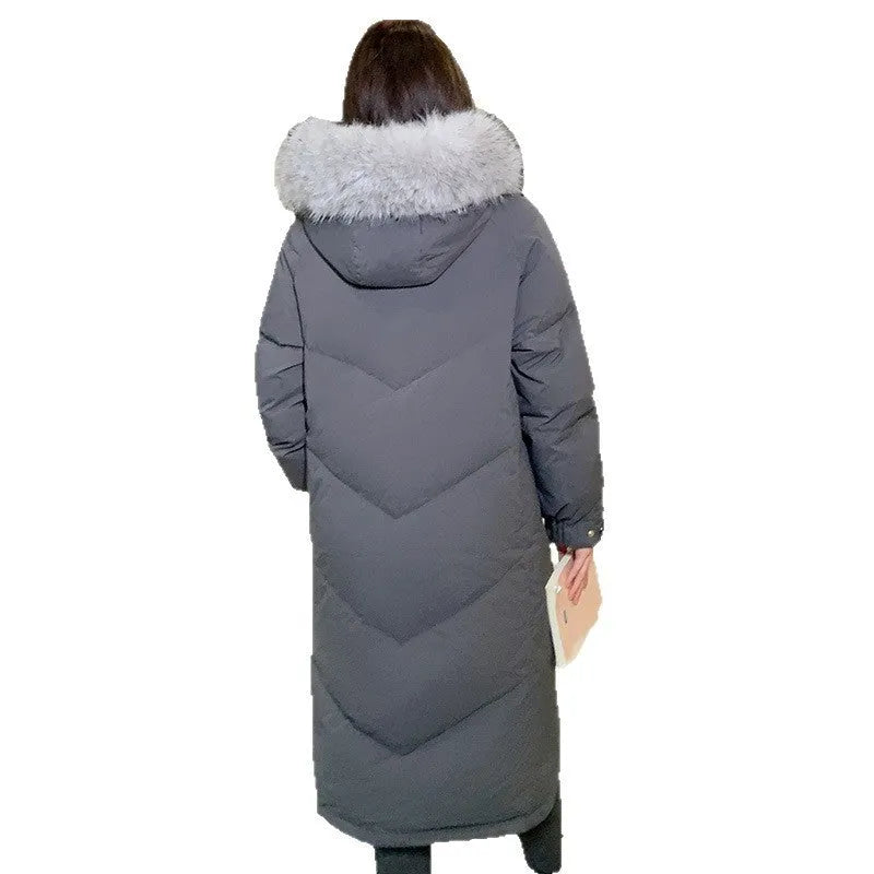 Women's Korean style loose thick polyester coat with Chinese knot buttons and fur collar in beige, black, gray