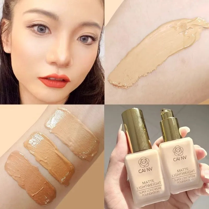 Wheat colour liquid foundation cream with black and white blend agents for mixed skin types