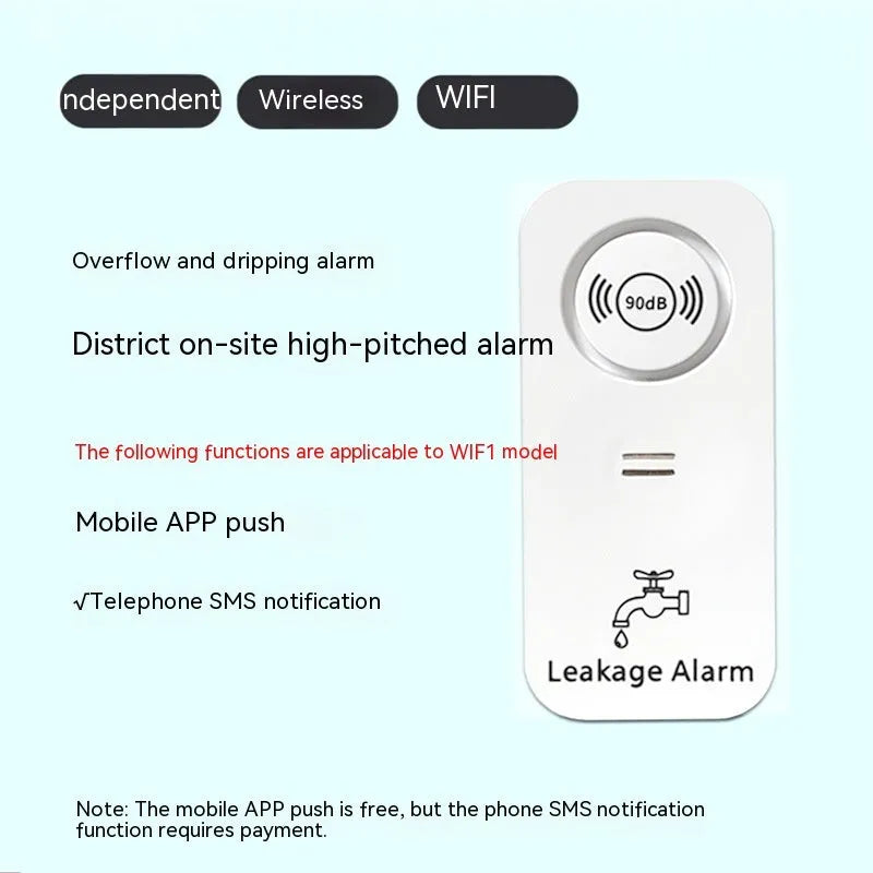 An independent wireless flood sensor alarm for water leak detection.