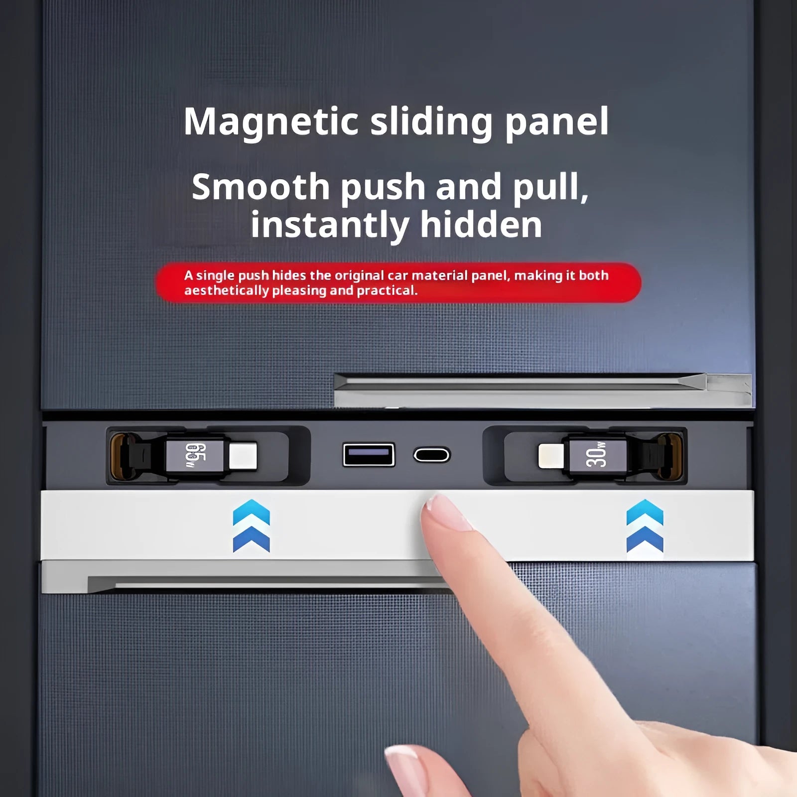 Model 3Y slide-out expansion dock with retractable USB cable for in-car central control charging