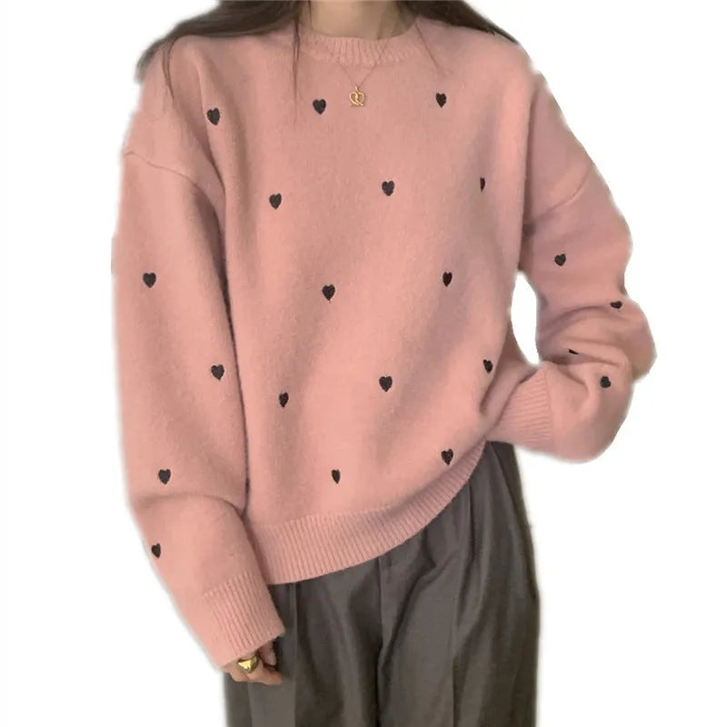 Women's acrylic pullover sweater with embroidery detail in milky white colour