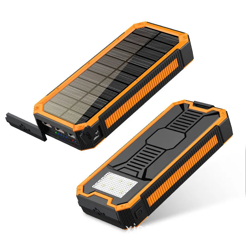 Outdoor large capacity 30000 MA solar charging unit power bank in orange plastic shell