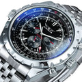 Men's mechanical watch with hollow dial, large face, steel band white face, 16mm thickness