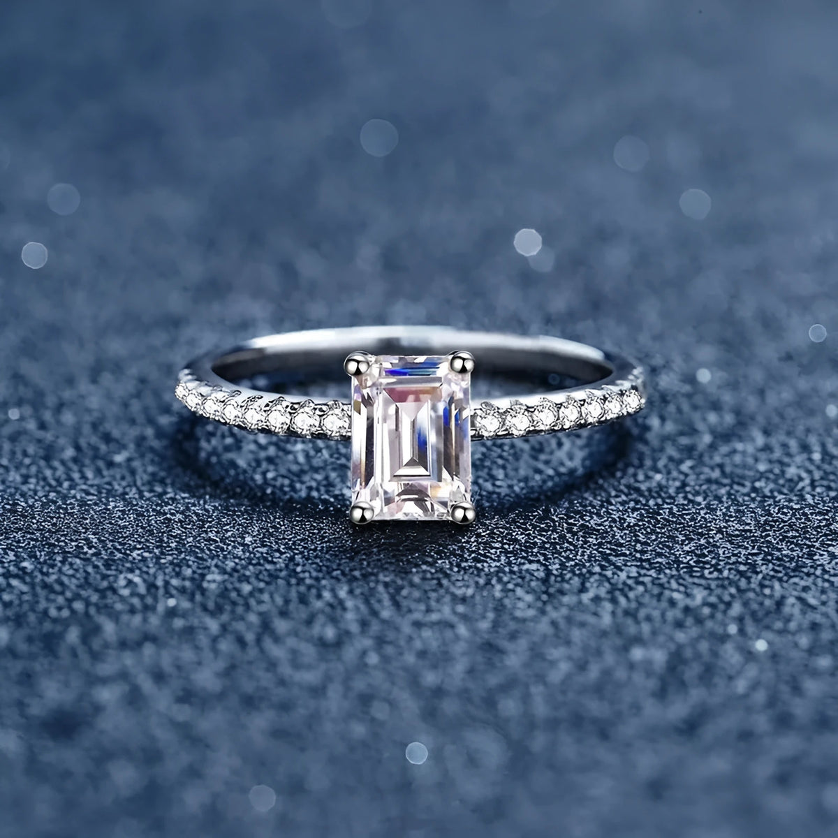 925 sterling silver women's ring with square, rectangle or teardrop cubic zirconia in diamond setting, US 6-7