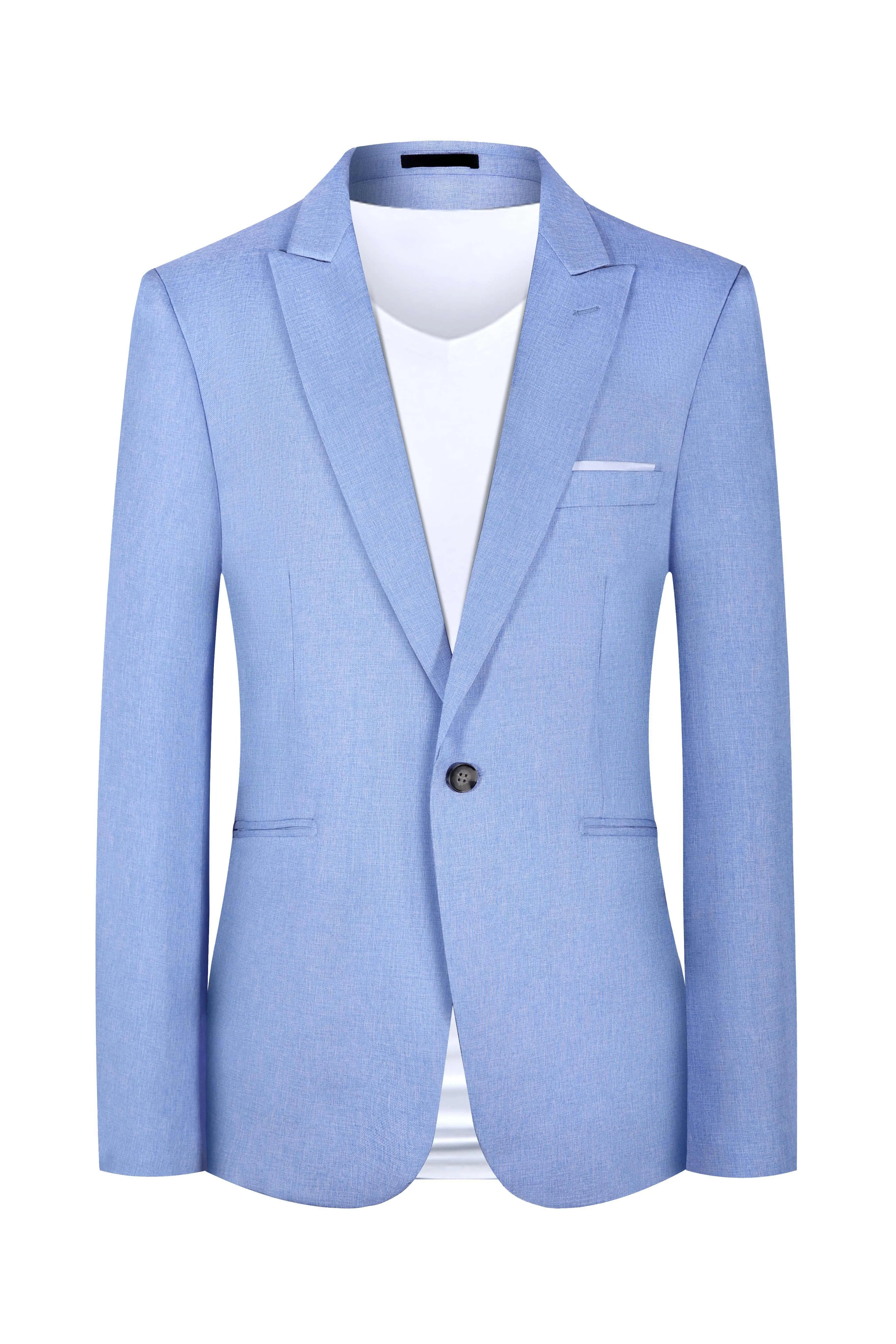 Men's western style casual suit jacket in pink and light blue options for spring summer wear