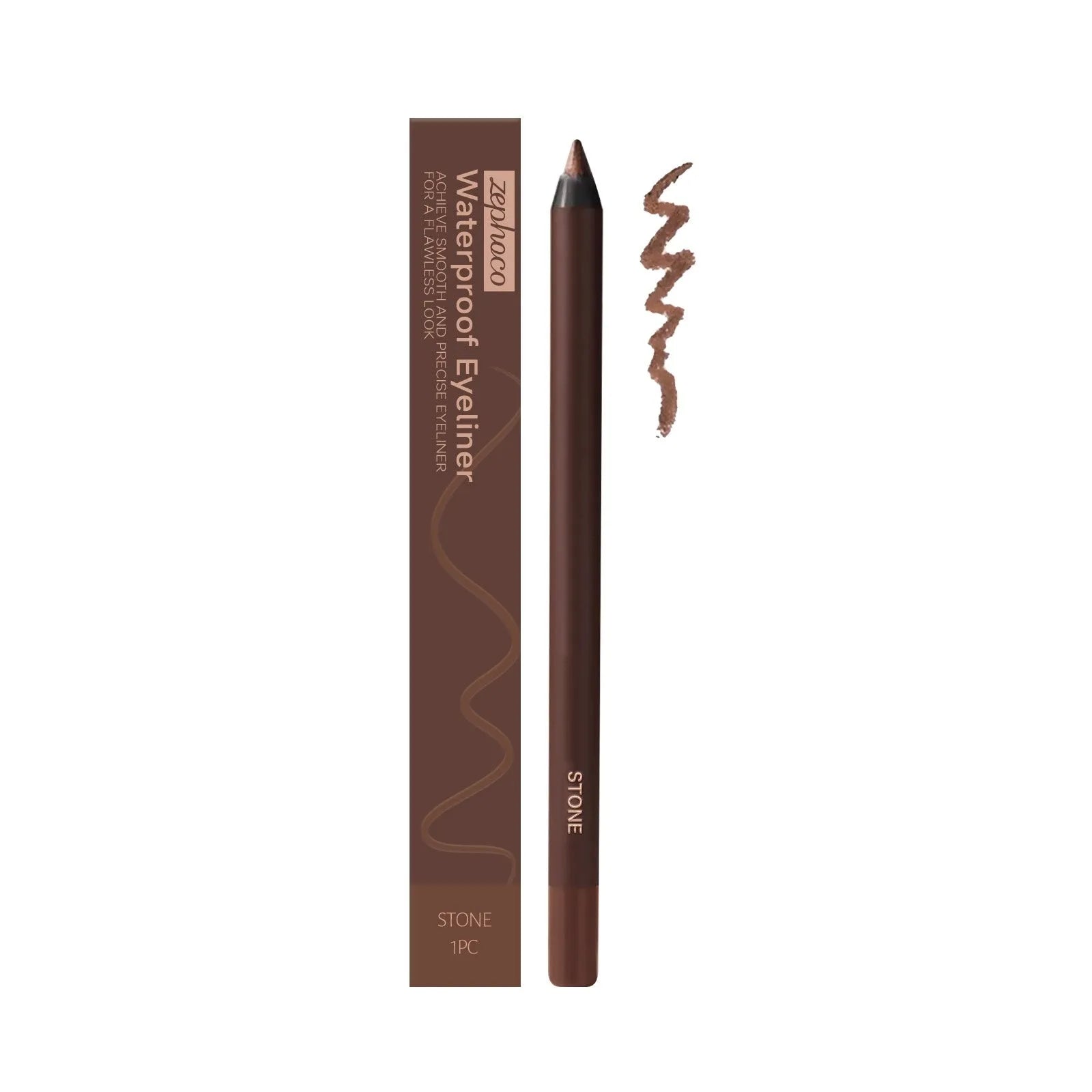 Black waterproof eyeliner pen with fine 0.5mm tip on a white background.