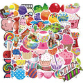 Candy series graffiti stickers pack showing colourful cartoon designs on 50 adhesive sheets