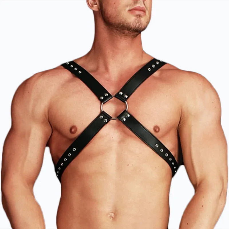Black leather strap domineering casual ornament all-match fashion accessory with leather finish