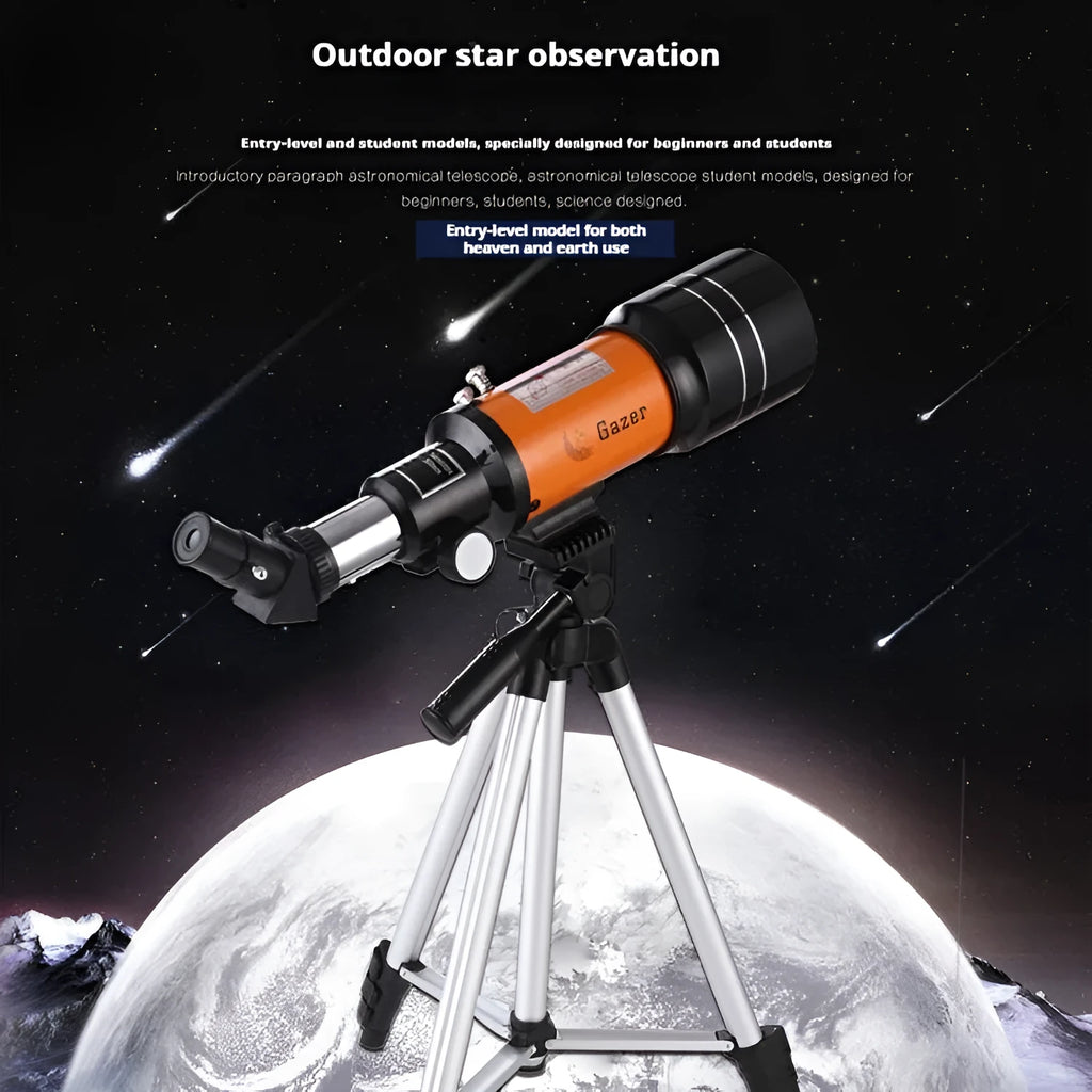 Yellow monocular astronomical telescope 70A standard for outdoor moon and deep space viewing