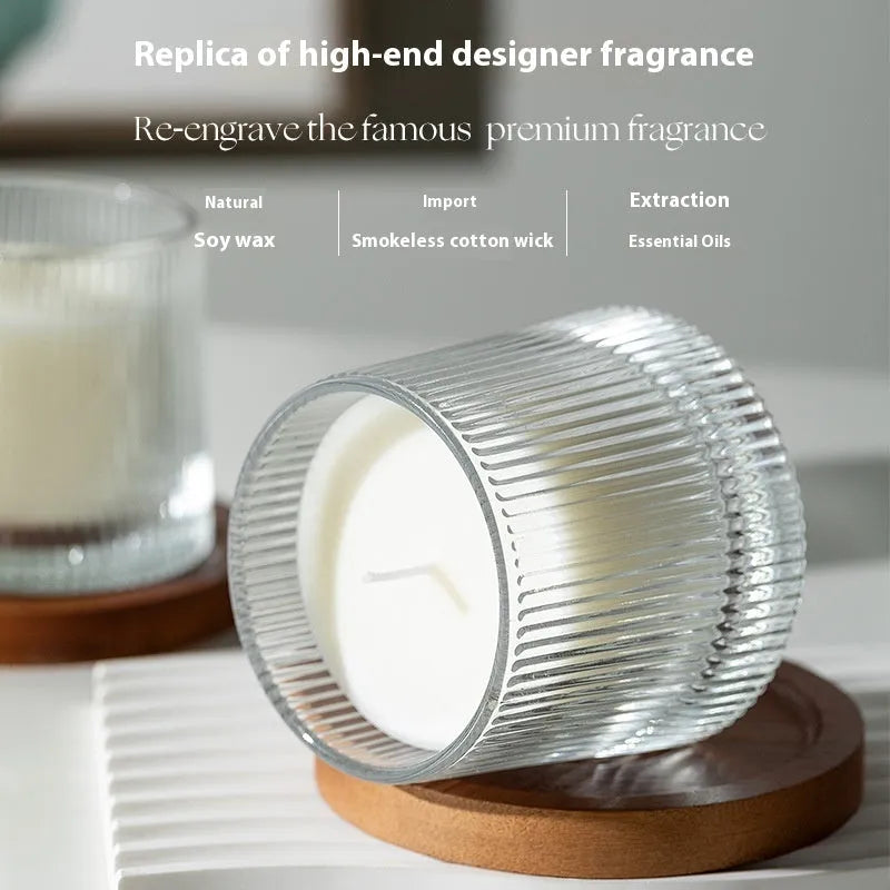 Soy wax aromatherapy candle in cup shape with rotating design, available in multiple fragrances