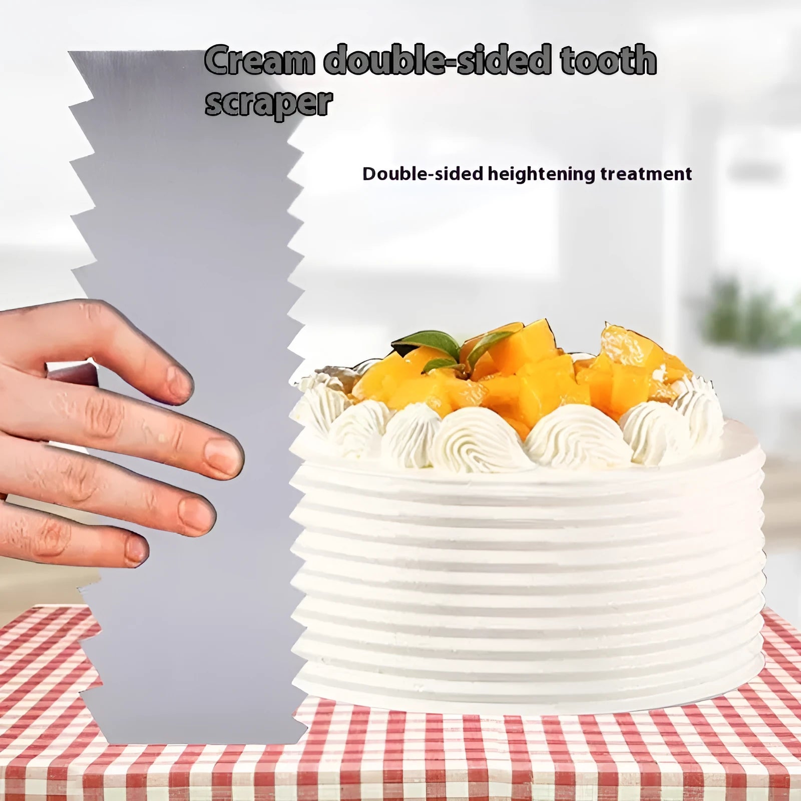 Stainless steel cream scraper with polygon cake pattern designs in modern simplicity style