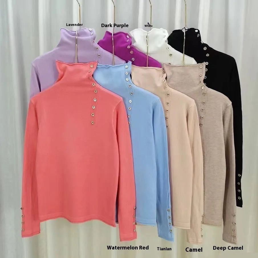 Slim fit knitted bottoming shirt in core-spun yarn with short 40cm length and 3D pattern