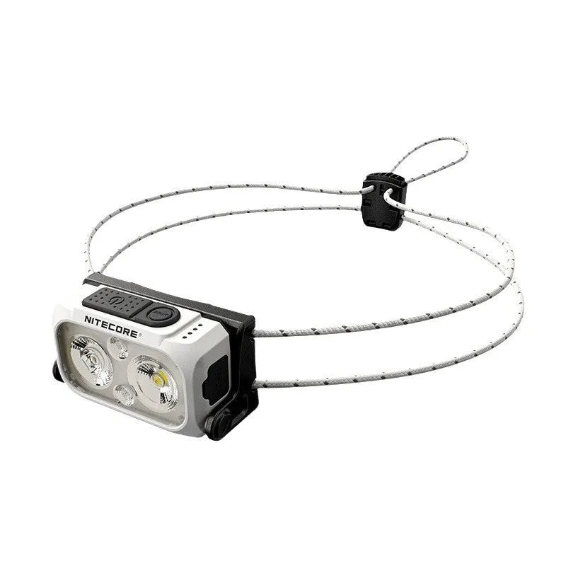 Lightweight rechargeable running headlight in black for off-road night use and maintenance work