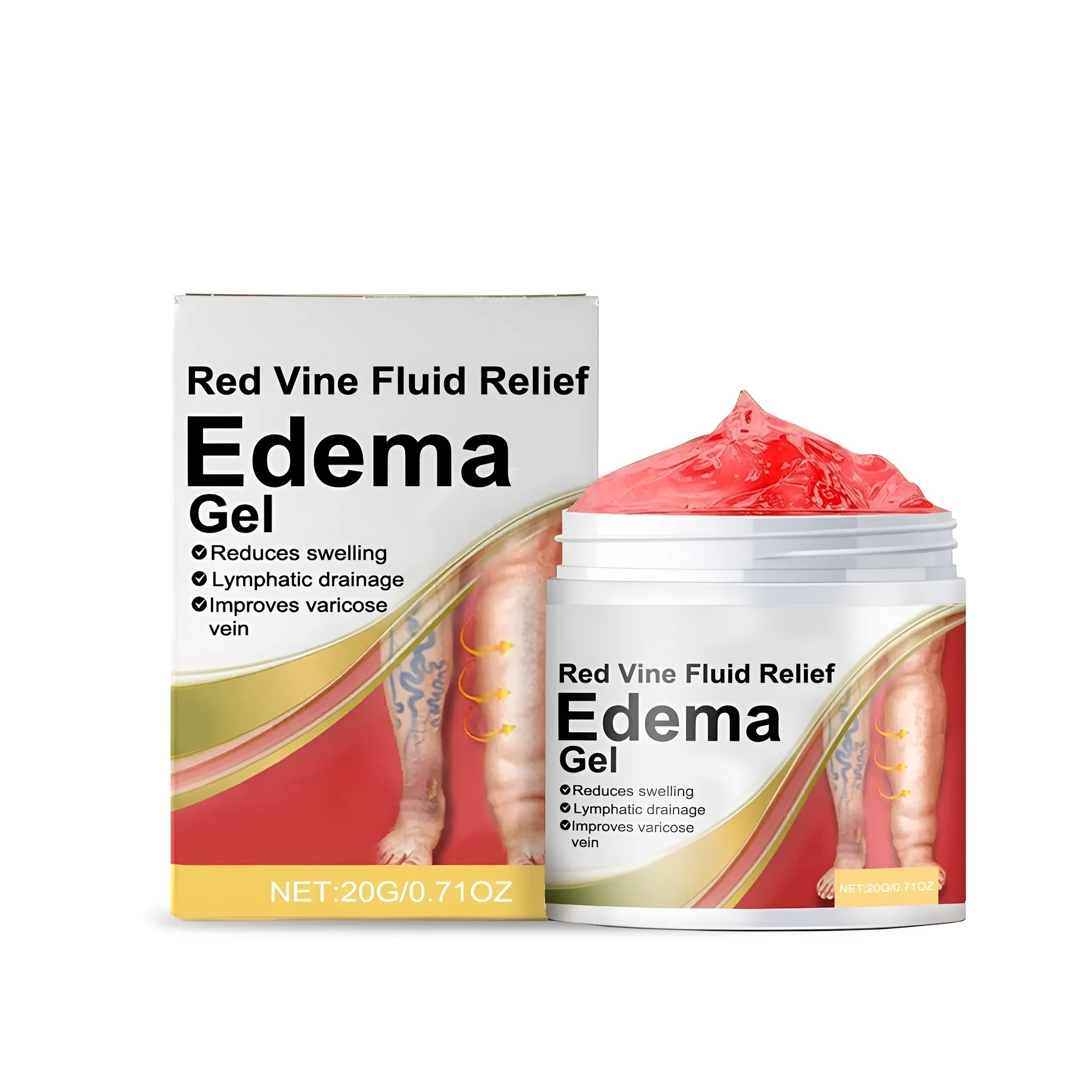 Soothing Edema Gel 20g tube with menthol red grapevine and mint leaves ingredients
