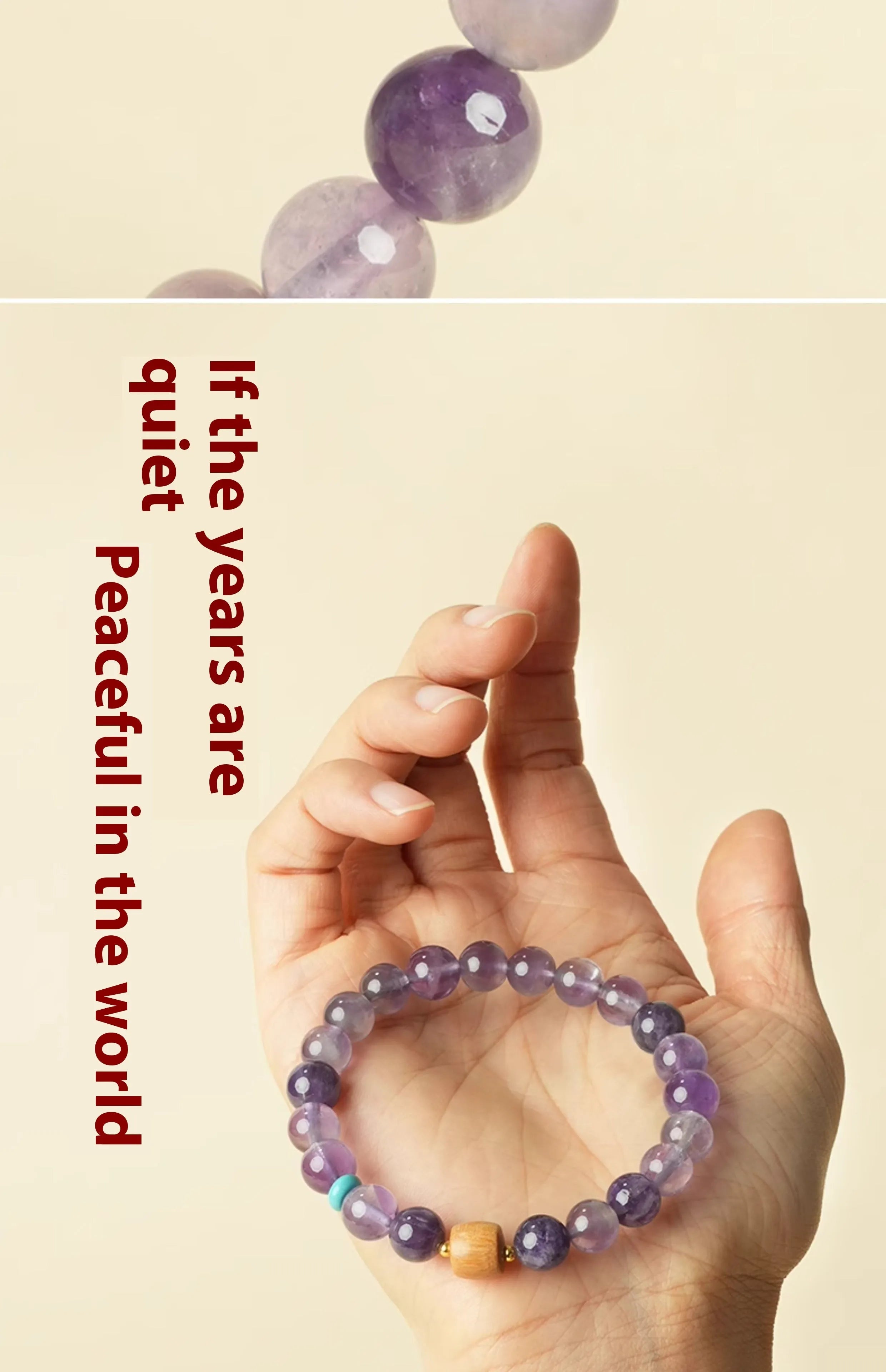 Purple amethyst crystal lucky bracelet for women on a white background.