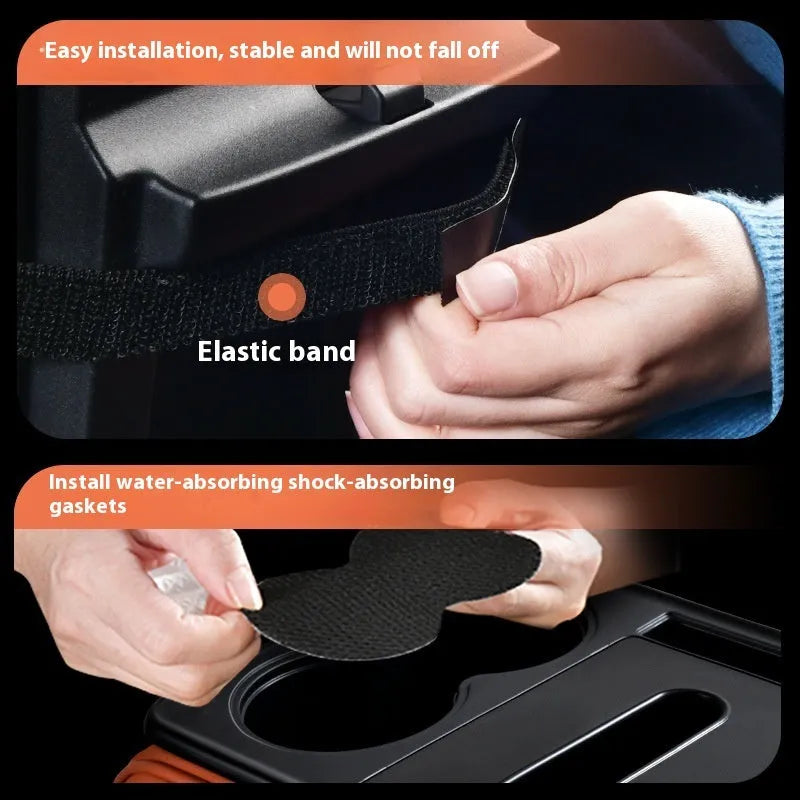 Multi-functional leather armrest box mat for car in beige colour with storage compartments, 35x19.5x7cm