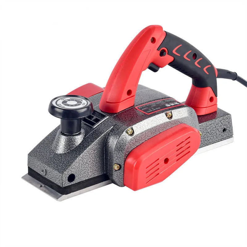 Red electric wood planer with aluminium shell, 82mm planing width