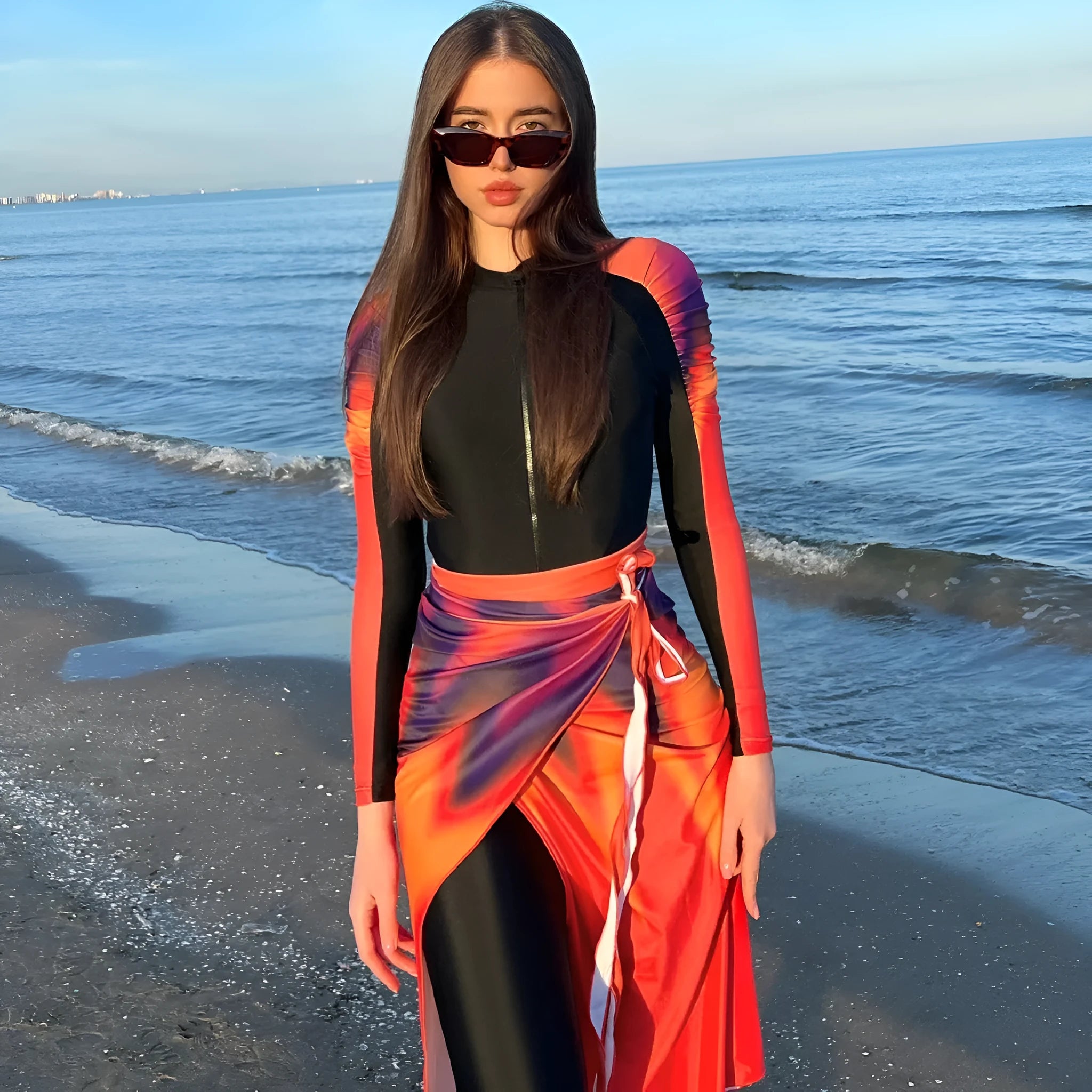 Women's conservative style polyester bikini three-piece set in colour 427.