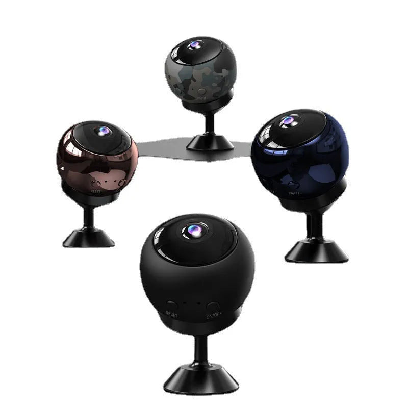 A white 1080p wireless Wi‑Fi security camera for indoor surveillance on a table.
