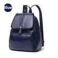 Solid colour genuine leather women's backpack showing internal organisation compartments
