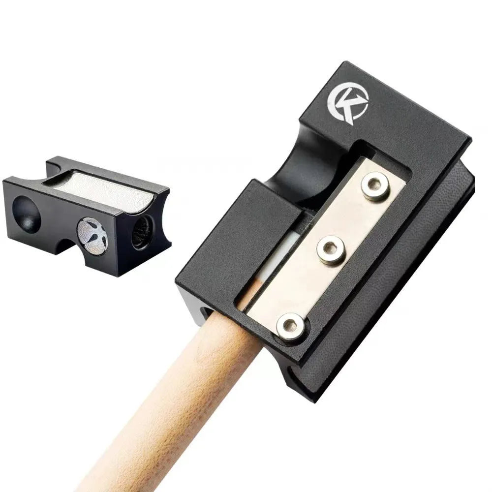 Black all-metal billiard cue leather tip repair device for snooker and pool maintenance