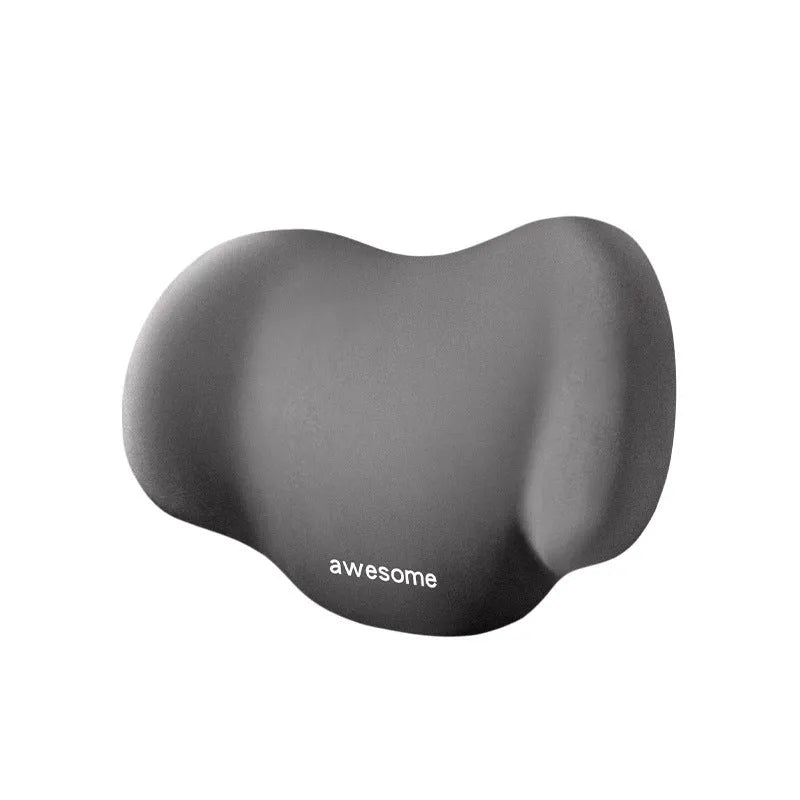 Gray memory foam headrest and lumbar support pillows for car seats with all-cotton covers and elastic straps.