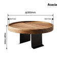 Wooden removable round tea cup tray bracket attached to sofa handrail in Acacia Mangium