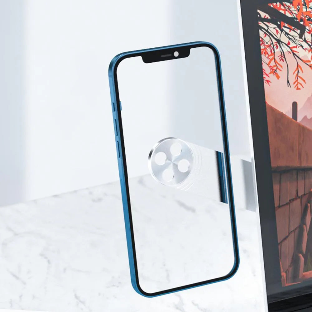 Aluminium laptop phone holder with magnetic mount attached to computer screen