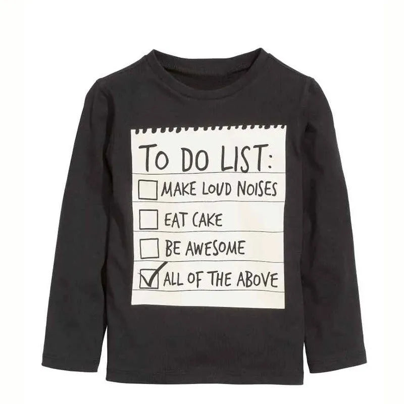 Boys casual cotton two-piece clothing set with long sleeve letter t-shirt and pants