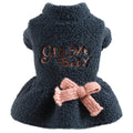 Pet fleece skirt in dark blue or pink Berber fabric with elastic waistband for dogs and cats