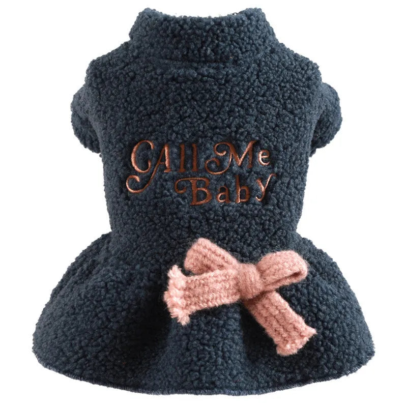Pet fleece skirt in dark blue or pink Berber fabric with elastic waistband for dogs and cats
