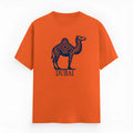 Orange loose fit cotton T-shirt with short sleeves and round neck
