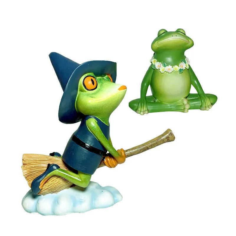 European style Magic Yoga Frog garden ornament in RDW123 colour made from plastic and resin.