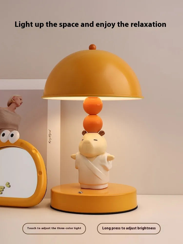 Cute Kappabala bedroom table lamp in resin and wrought iron, simple modern night light with lotus or Let It Be design