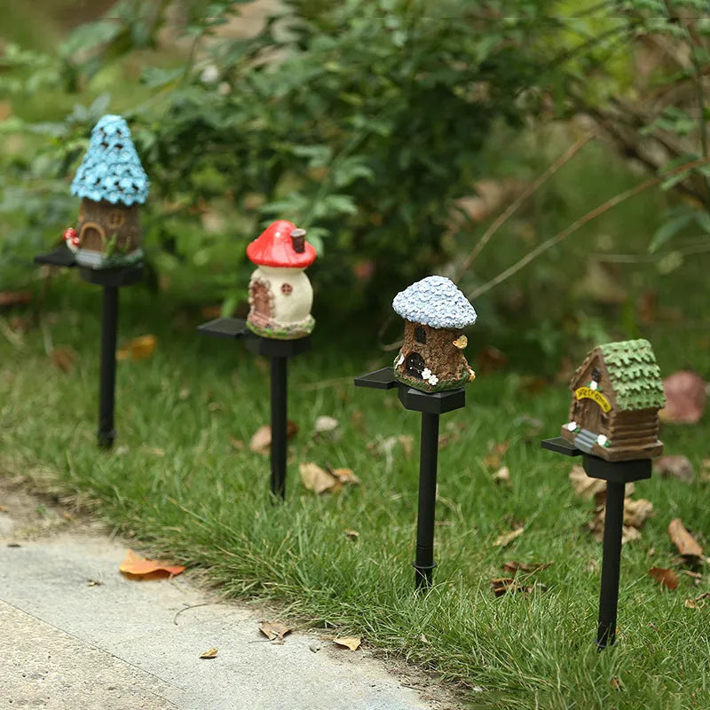 Flower-shaped outdoor waterproof LED garden light for solar resin houses