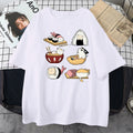 Men's cartoon sushi cat print cotton short sleeve t-shirt in loose fit